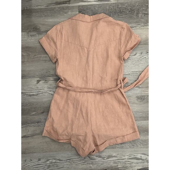 Revolve Auguste The Label Patty Tie Belt Playsuit In Blush Size 2 - Picture 7 of 8